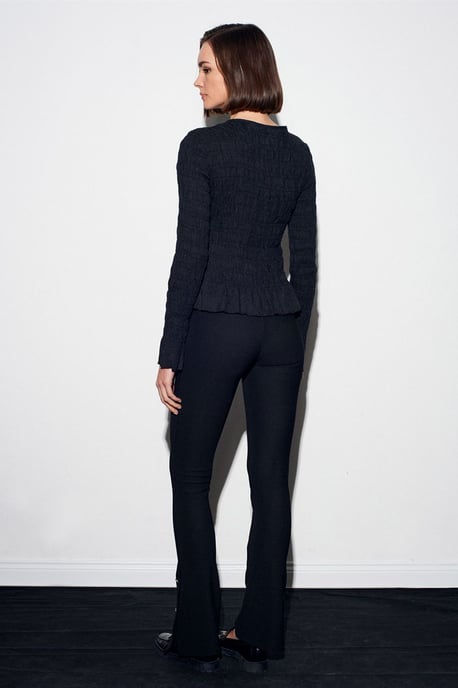 Strukturierte Strick-Bluse mit Knopfleiste - Image 2