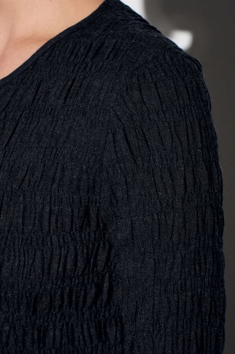 Strukturierte Strick-Bluse mit Knopfleiste - Image 4
