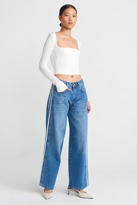 Damen Cropped Cut-out Bluse mit Quadrat-Ausschnitt - Image 3