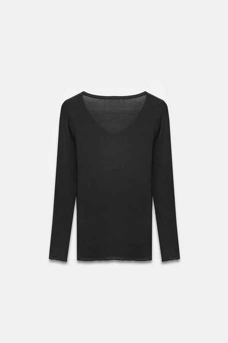 Schlanker Schnitt V-Ausschnitt Langarmshirt - Image 6