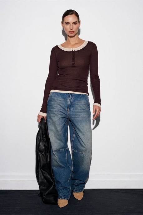 Schlanke Passform Baumwollbluse mit Knopfleiste - Image 5
