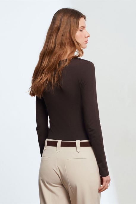Slim Fit V-Ausschnitt Jersey-Bluse - Image 2