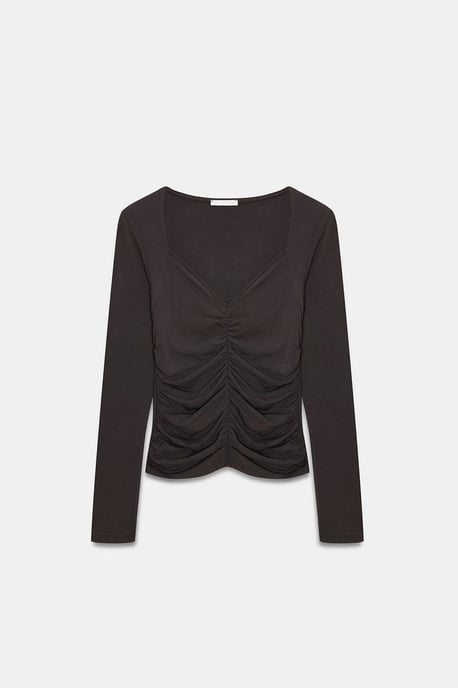 Slim Fit V-Ausschnitt Jersey-Bluse - Image 5