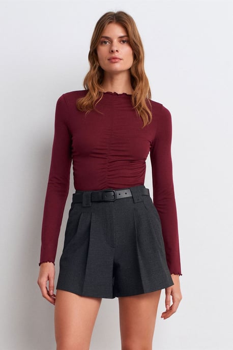 Dilvin Slim-fit Jerseybluse mit langen Ärmeln - Bordeaux - Image 3