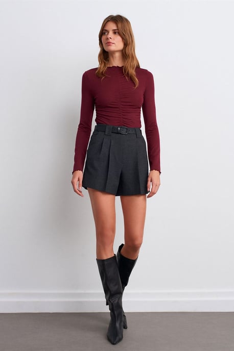 Dilvin Slim-fit Jerseybluse mit langen Ärmeln - Bordeaux - Image 5