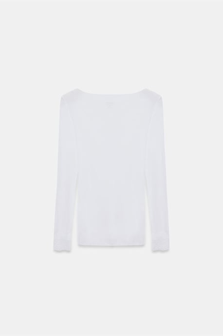 Schmal geschnittene V-Ausschnitt Spitze Bluse - Image 6