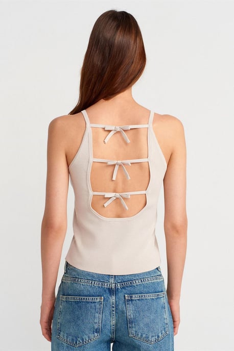 Slim Fit Träger Strickbluse mit Schleifendetail - Image 2