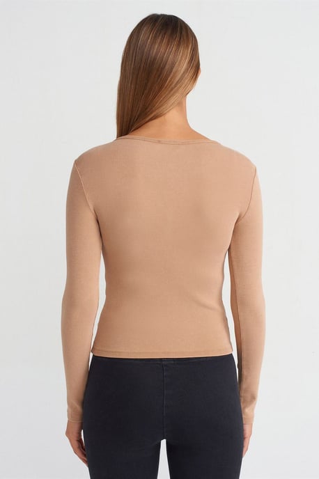 Slim Fit Baumwoll-Jersey Knopfb blouse - Image 2