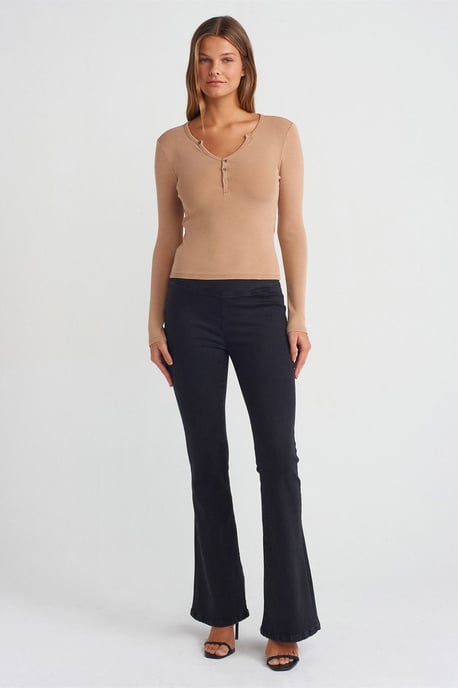 Slim Fit Baumwoll-Jersey Knopfb blouse - Image 3