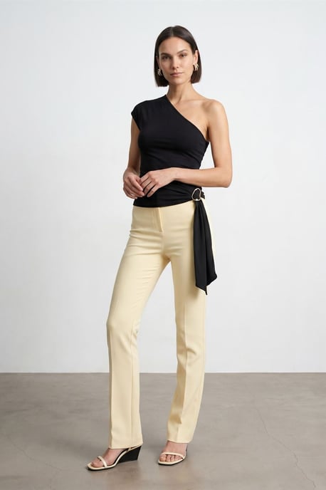 Schlanke Passform Off-Shoulder Jersey-Bluse mit Bindedetail - Image 3
