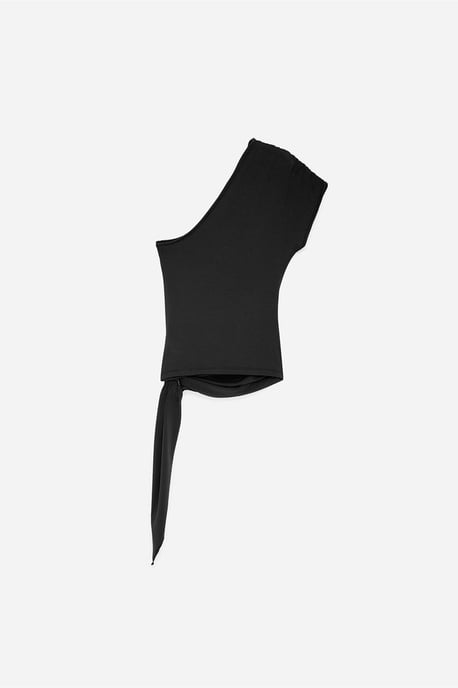 Schlanke Passform Off-Shoulder Jersey-Bluse mit Bindedetail - Image 6