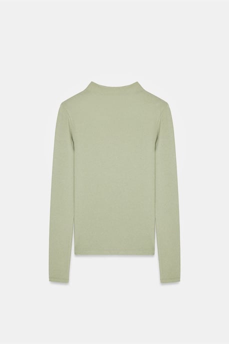 Slim Fit Langarm-Halbrollkragenoberteil - Image 5