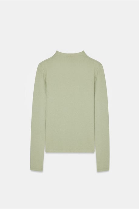 Slim Fit Langarm-Halbrollkragenoberteil - Image 6