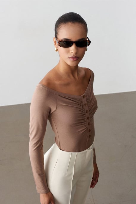 Slim-Fit Boot-Ausschnitt Body Bluse - Image 3