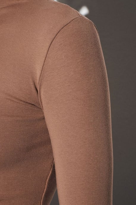 Slim Fit Langarm-Halbrollkragenoberteil - Image 4