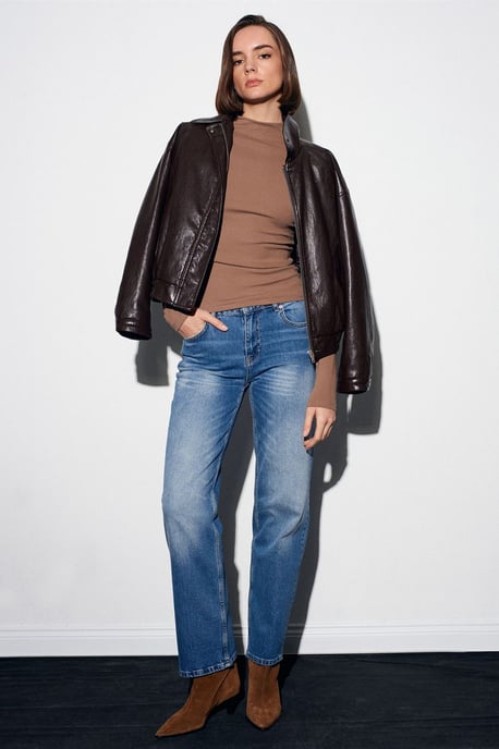 Slim Fit Langarm-Halbrollkragenoberteil - Image 5