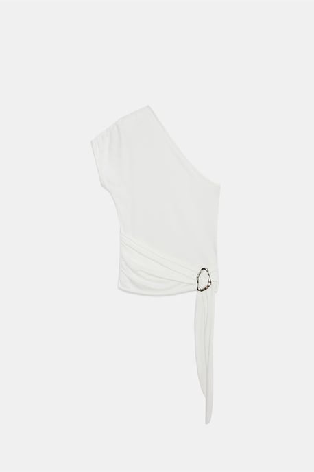 Slim Fit Carmenbluse aus Jersey mit Bindeband-Detail - Image 5