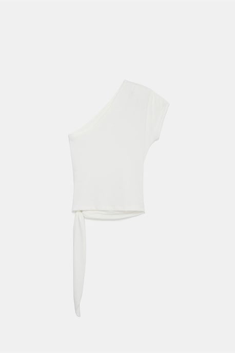 Slim Fit Carmenbluse aus Jersey mit Bindeband-Detail - Image 6