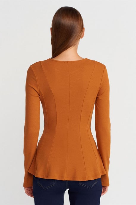 Taillierte Strukturstrick-Peplum-Bluse - Image 2