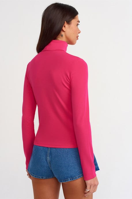 Dilvin Slim-fit Rollkragen-Jerseybluse für Damen - Rosa - Image 2