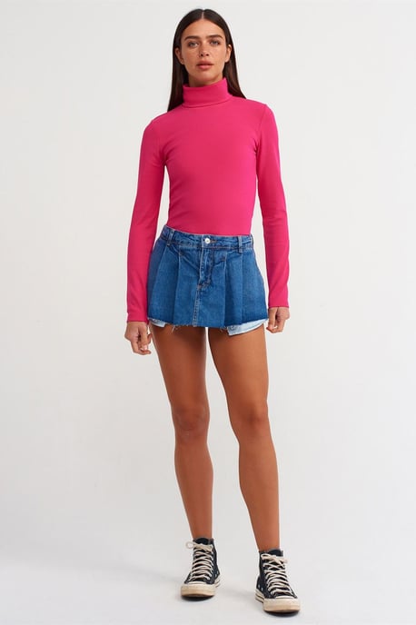 Dilvin Slim-fit Rollkragen-Jerseybluse für Damen - Rosa - Image 3