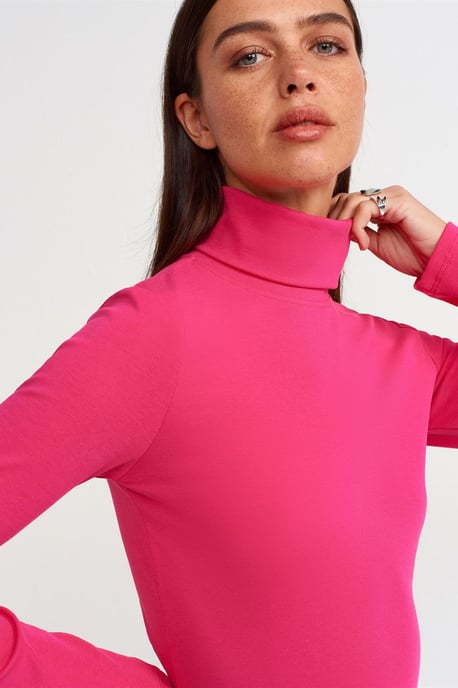 Dilvin Slim-fit Rollkragen-Jerseybluse für Damen - Rosa - Image 4