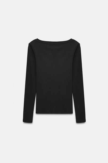 Schmal geschnittene Baumwollbluse mit langen Ärmeln und Knopfleiste - Image 6