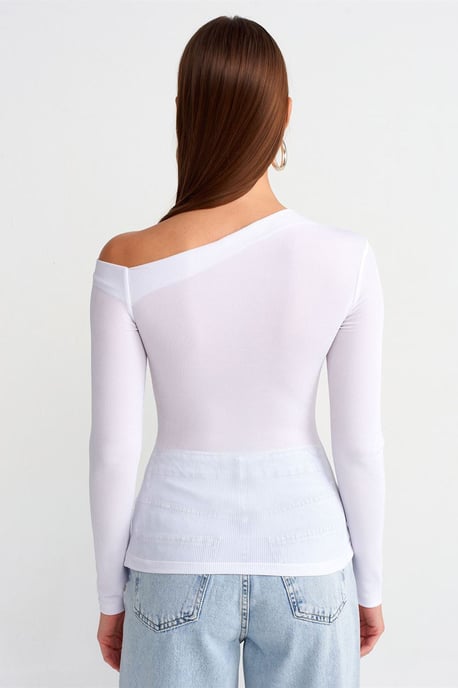 Schlankes Fit Asymmetrisch Ausgeschnittene Bluse - Image 2