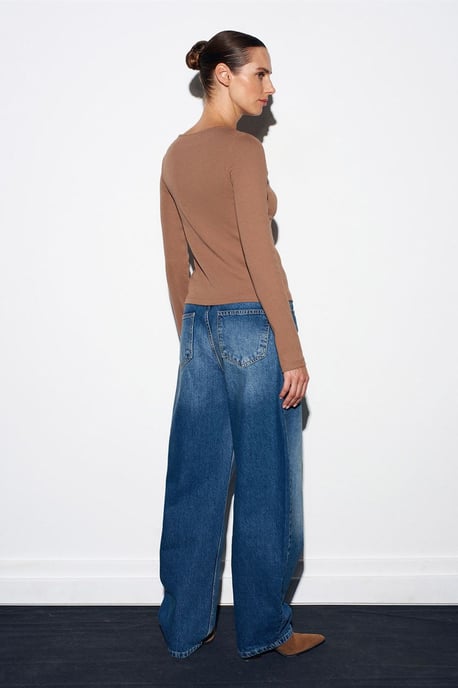 Schmale Passform Bluse aus Baumwollmischung mit Reißverschluss - Image 2