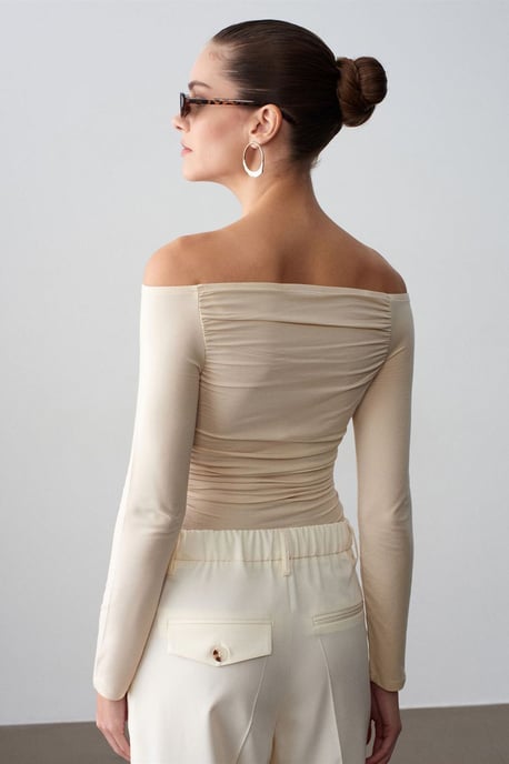 Schulterfreie Slim Fit Strickbluse - Image 3