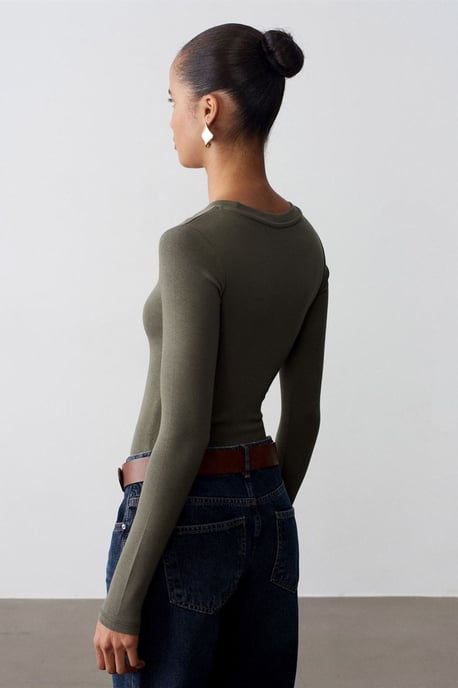 Schmal geschnittener Rundhalsausschnitt Jersey-Body - Image 2