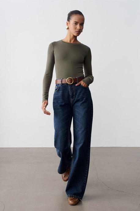 Schmal geschnittener Rundhalsausschnitt Jersey-Body - Image 3