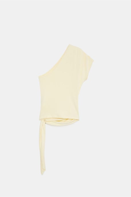 Schlanke Passform Off-Shoulder Jersey-Bluse mit Bindew details - Image 5