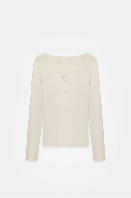 Slim Fit Baumwollbluse mit langen Ärmeln und Knopfleiste - Image 5