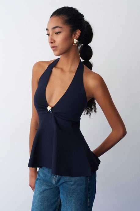 Nahtlose Halter-Peplum-Bluse - Image 2