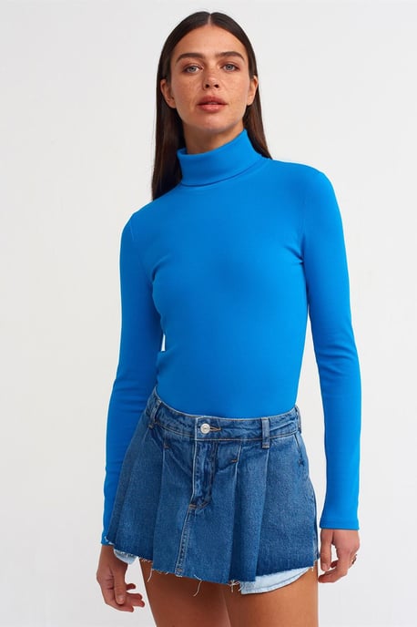 Damen Slim Fit Turtleneck-Jerseybluse - Image 3