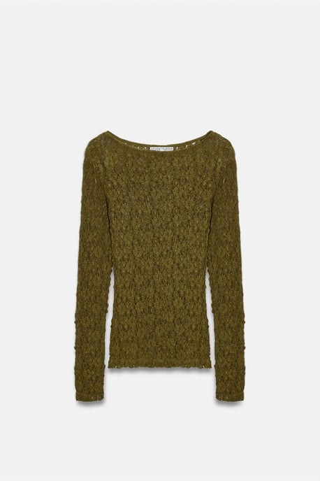 Damen Spitze Strick Bootshals Bluse - Image 3