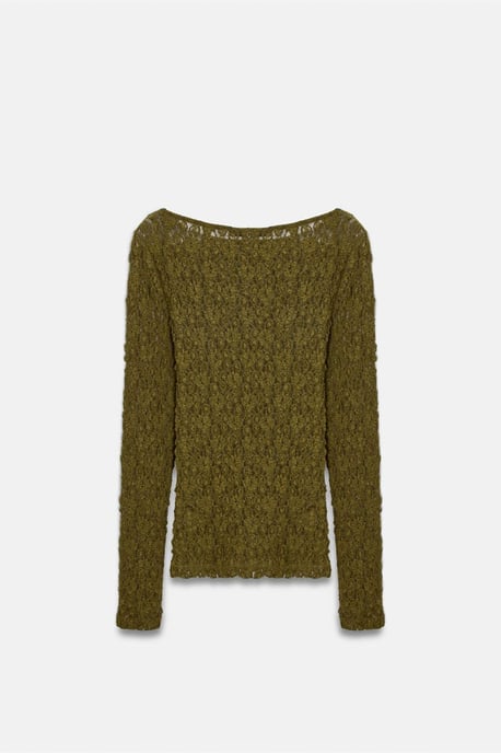 Damen Spitze Strick Bootshals Bluse - Image 4