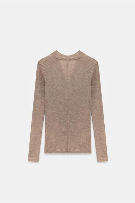 Schlanke Wollbluse mit Cowl-Neck - Image 6