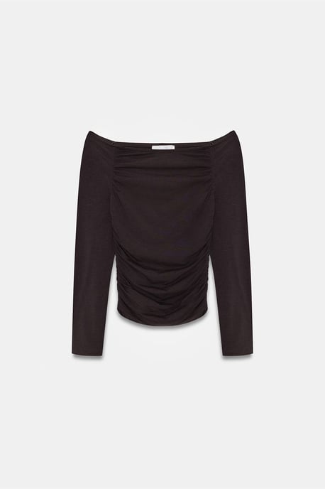 Schulterfreie Slim Fit Strickbluse - Image 5