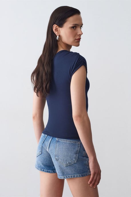 Slim Fit Off-Shoulder-Jerseybluse mit Bindung - Image 2