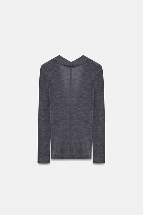 Schlanke Wollbluse mit Cowl-Neck - Image 2