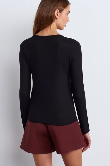 Slim Fit V-Ausschnitt Knöpfen Bluse - Image 2