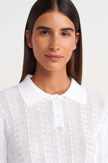 Strukturierte Spitzenstrick-Polo-Bluse - Image 3