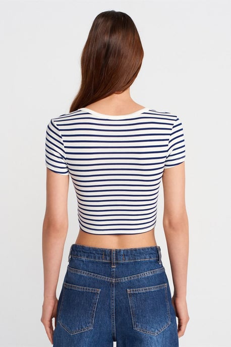 Gestreifte Crop-Top-Bluse - Image 2
