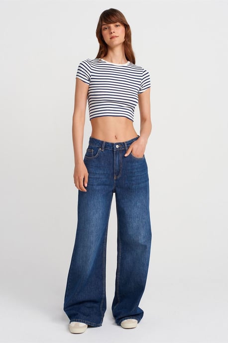 Gestreifte Crop-Top-Bluse - Image 4