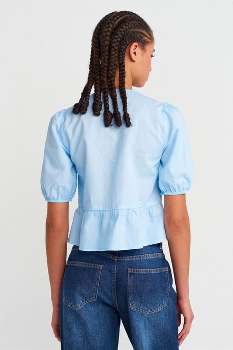 Damen Cropped Bluse mit Schleifendetail - Image 2
