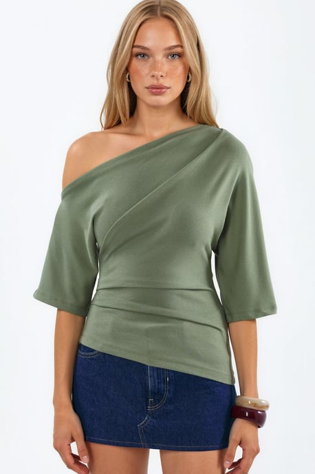 Damen Boot-Ausschnitt Kurzarm Strickbluse - Image 1