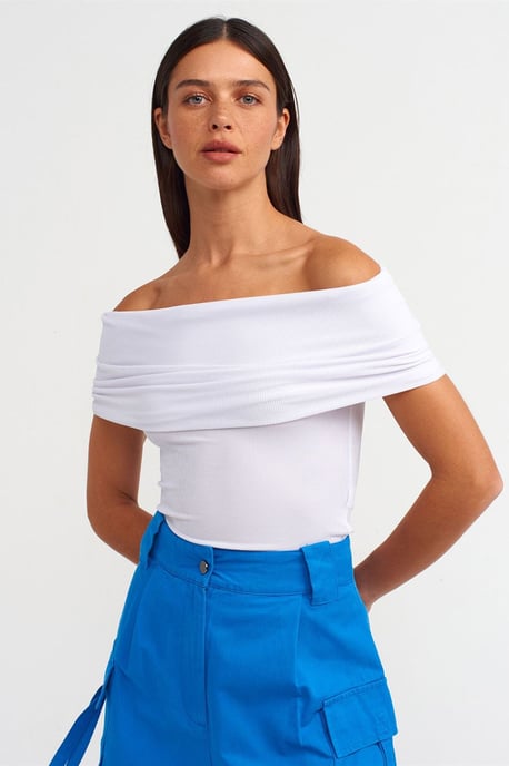 Schulterfreie, gerippte Slim-Fit-Bluse - Image 3