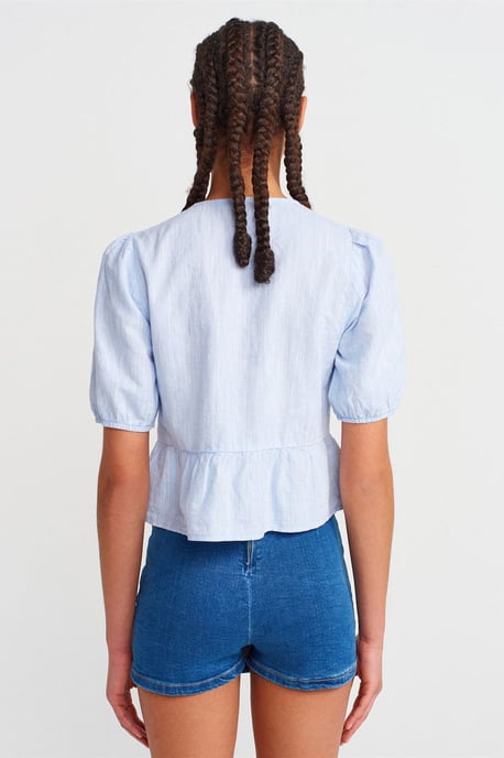 Damen-Crop-Bluse mit Schleifendetail - Image 2